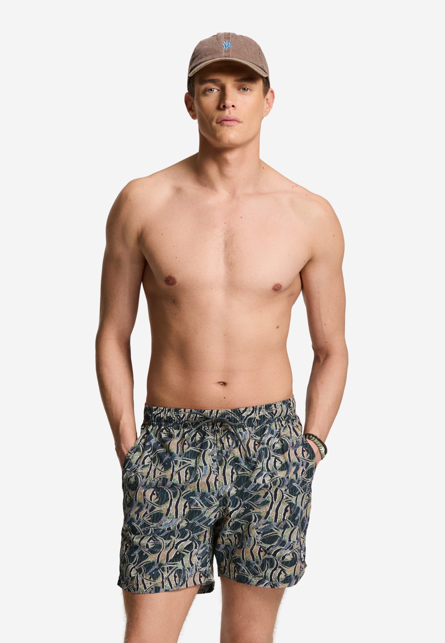 A-Dam x TSB - Nate Quick Dry Swim Shorts angle fish | beige