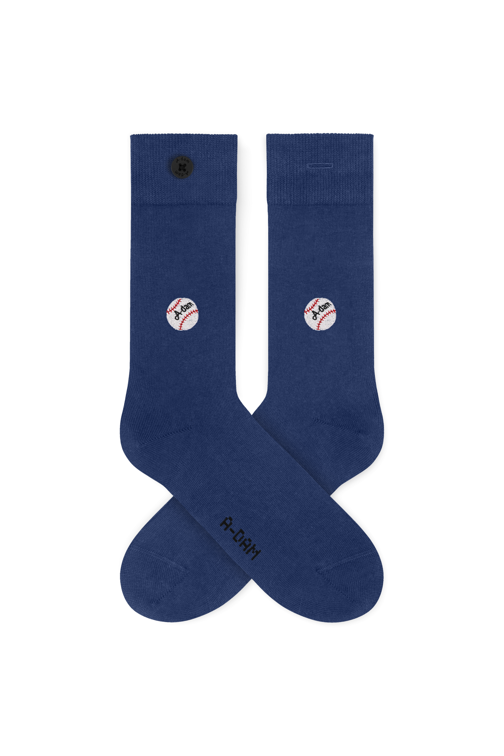 Casual Socks Blue Baseball Emb