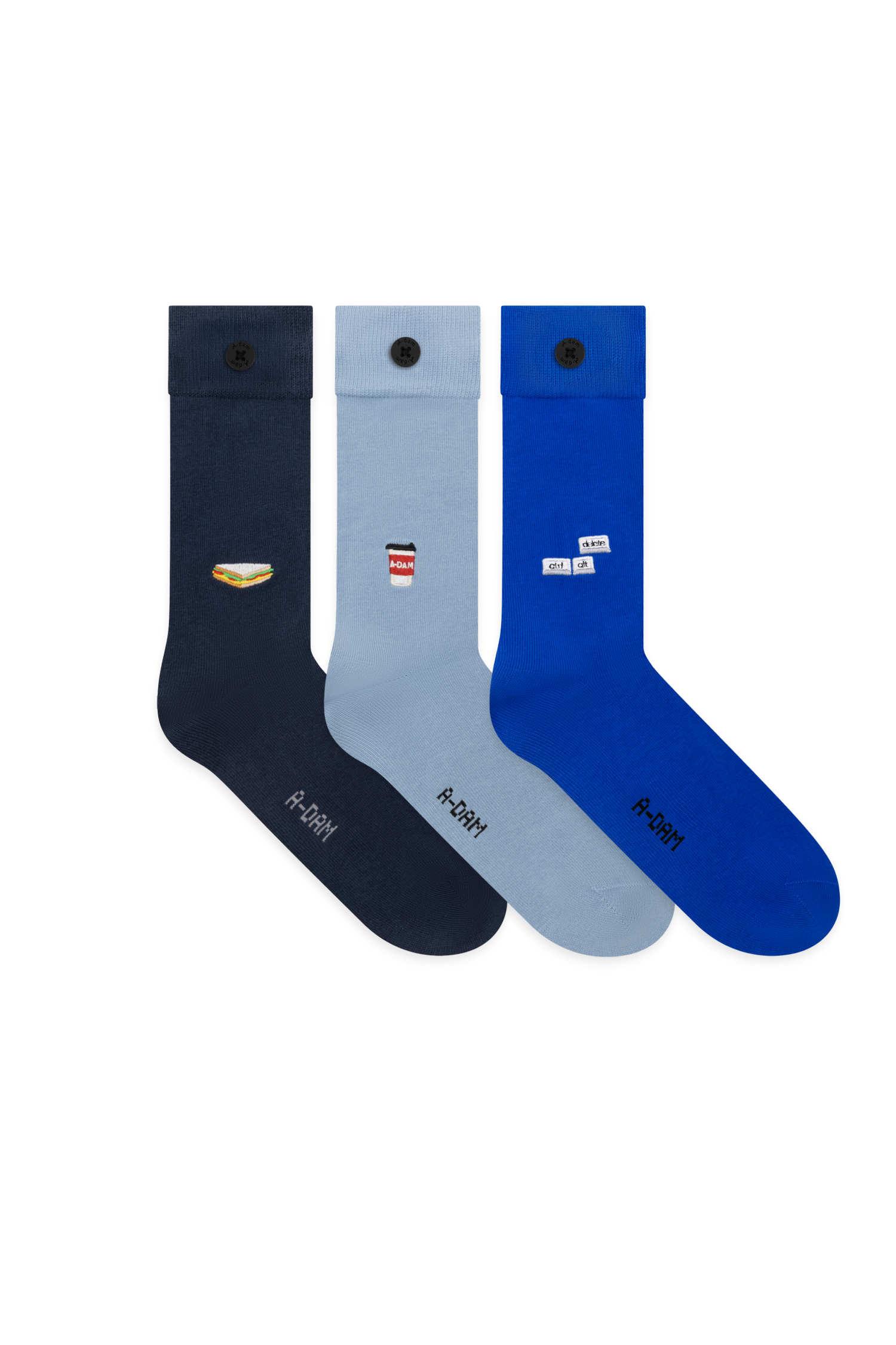Blue CTRL ALT DEL, Blue Coffee & Navy Sandwich 3-Pack