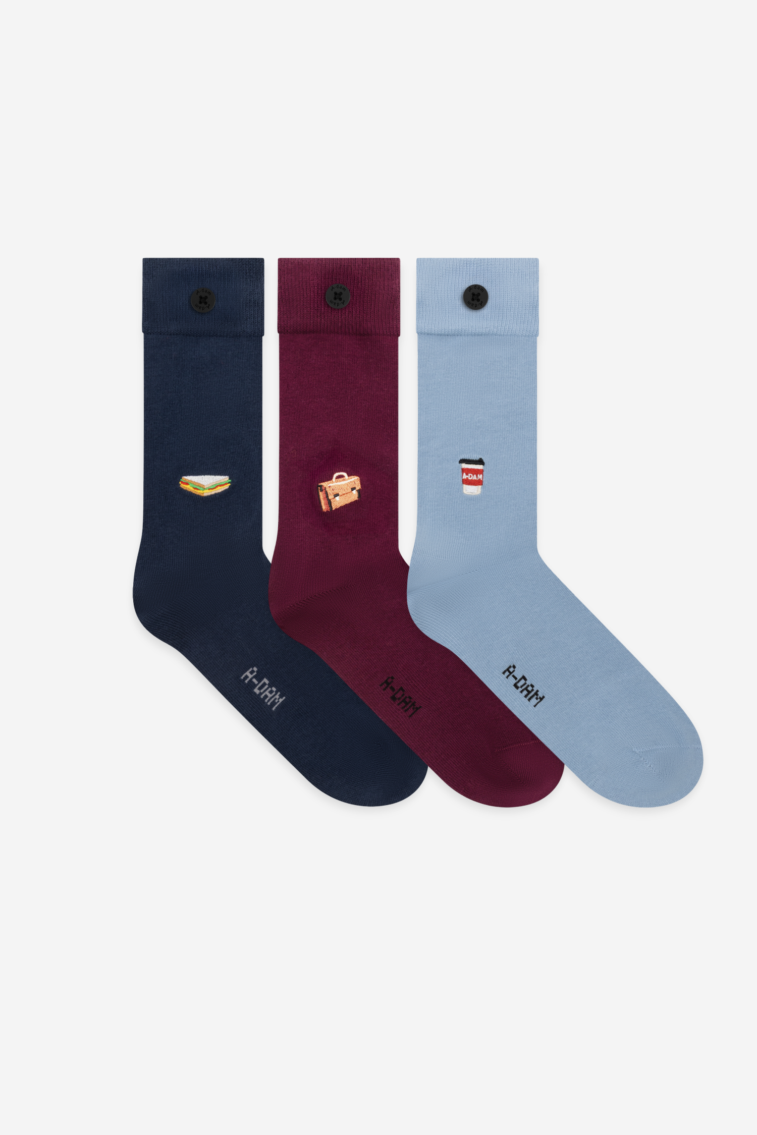 Burgundy School Bag, Blue Coffee & Navy Sandwich 3-Pack