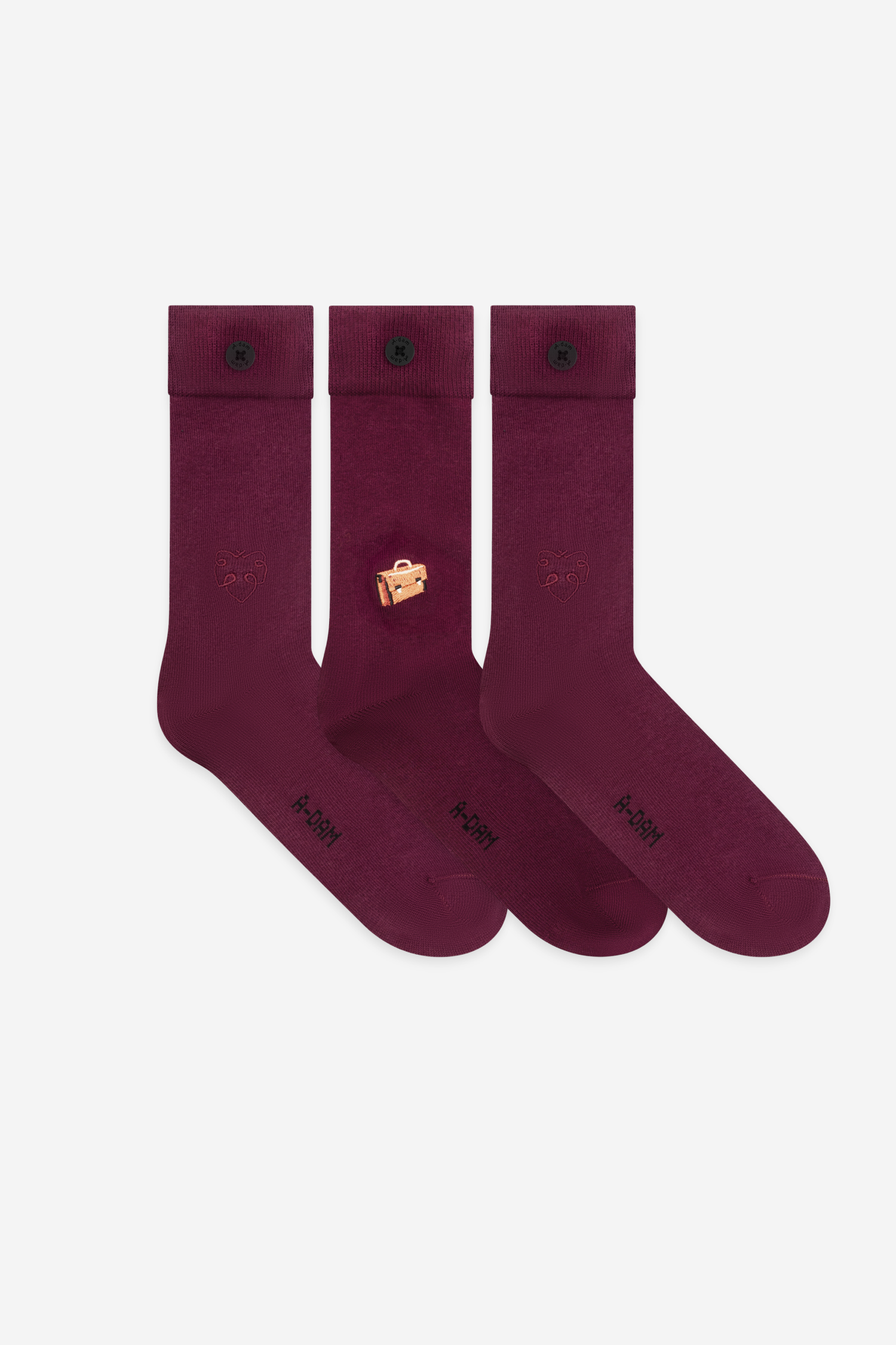 Burgundy School Bag & Solid Burgundy 3-Pack