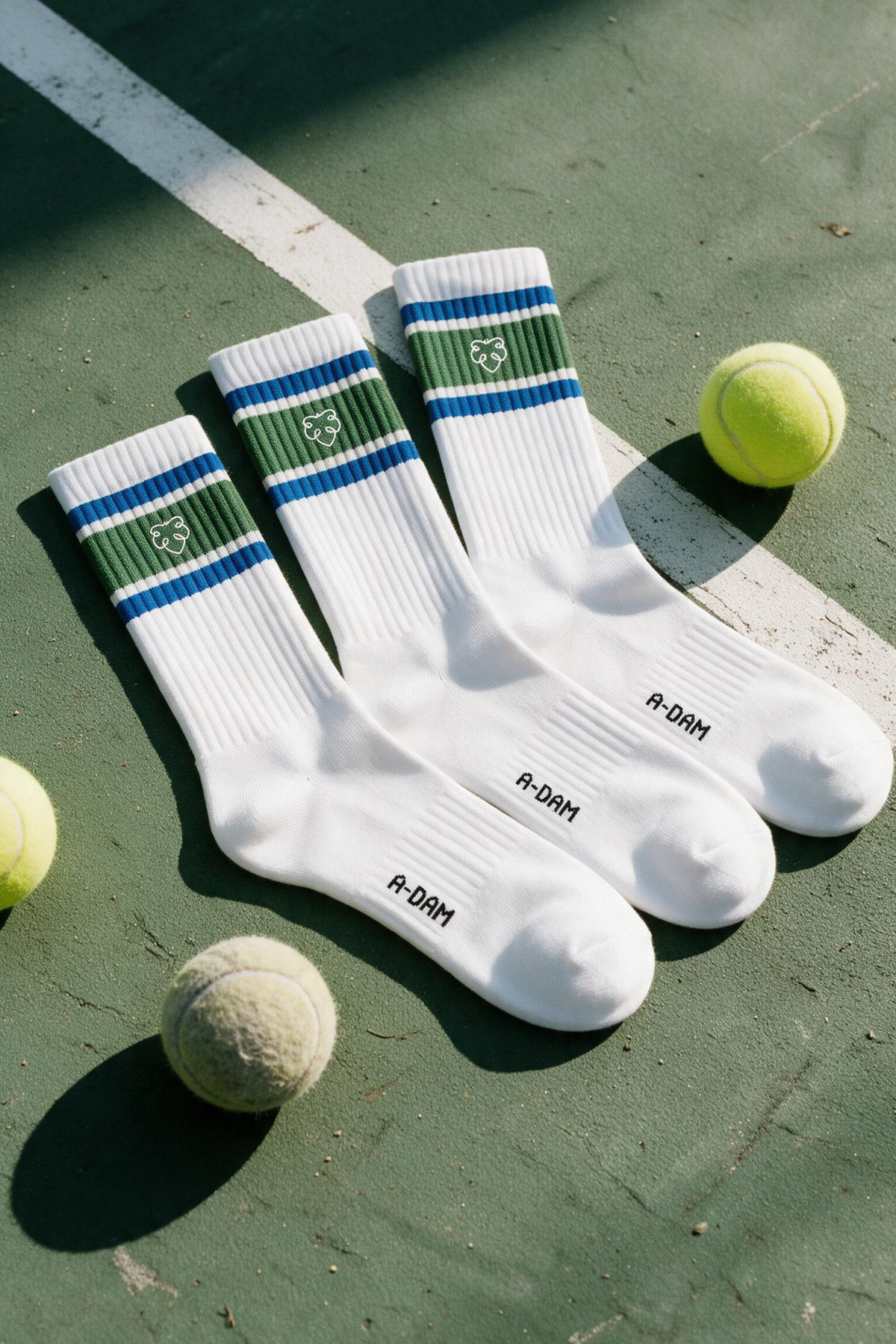 CHAMP Crew sokken 3P Groen_Blue Athletic stripes