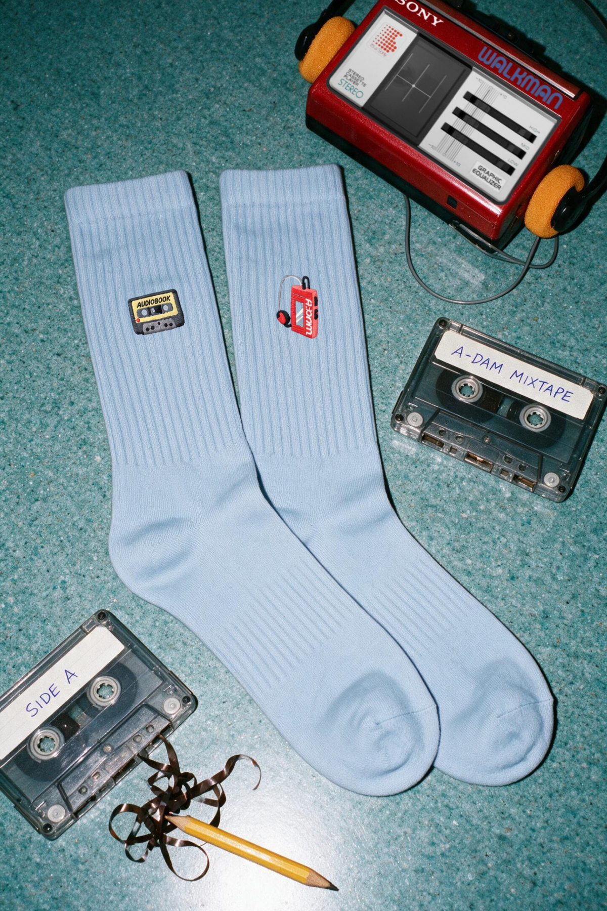 CHAMP Crew sokken Blauw Walkman Cassette Tape