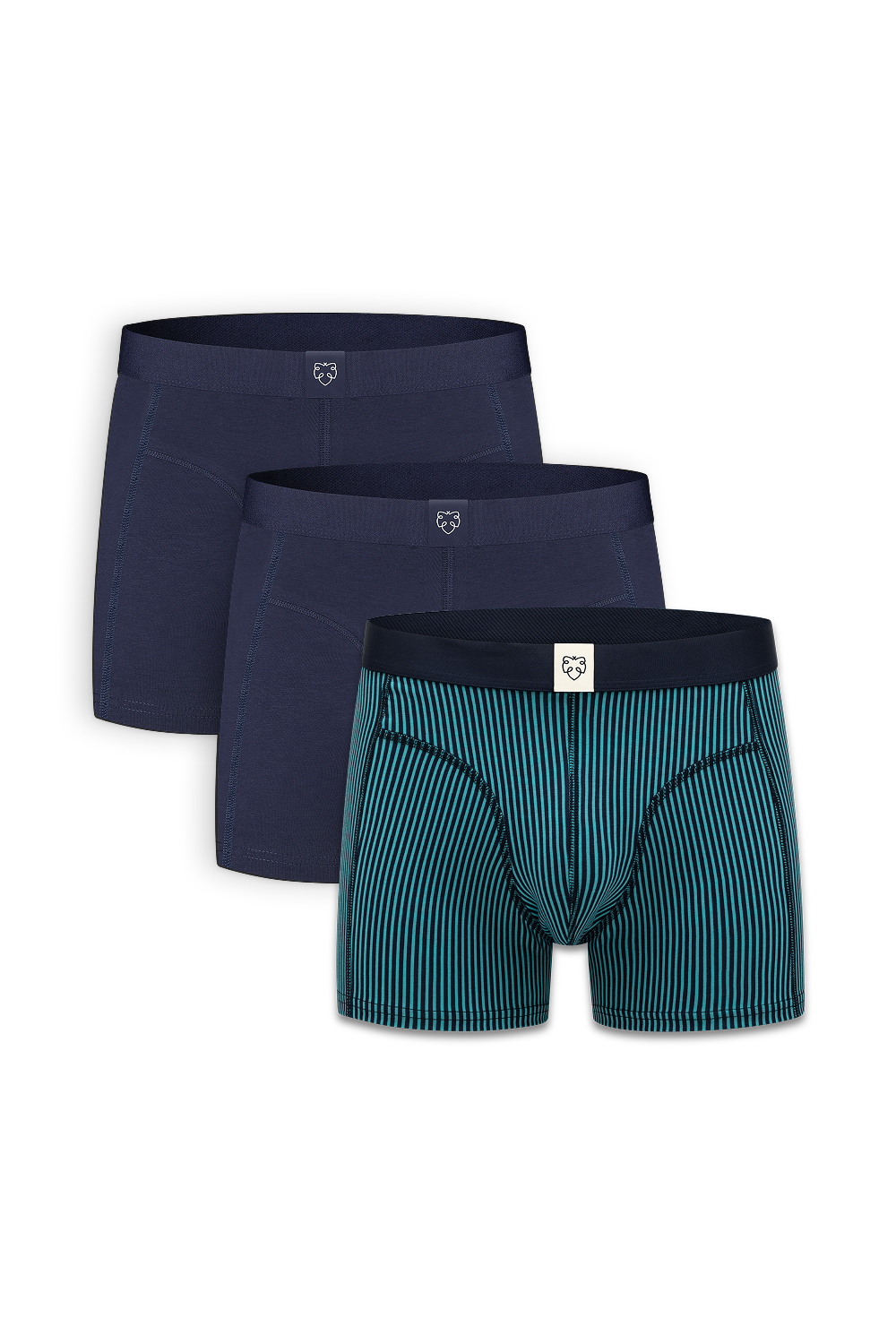 Twotone Stripe & Dark Navy Solid 3-Pack