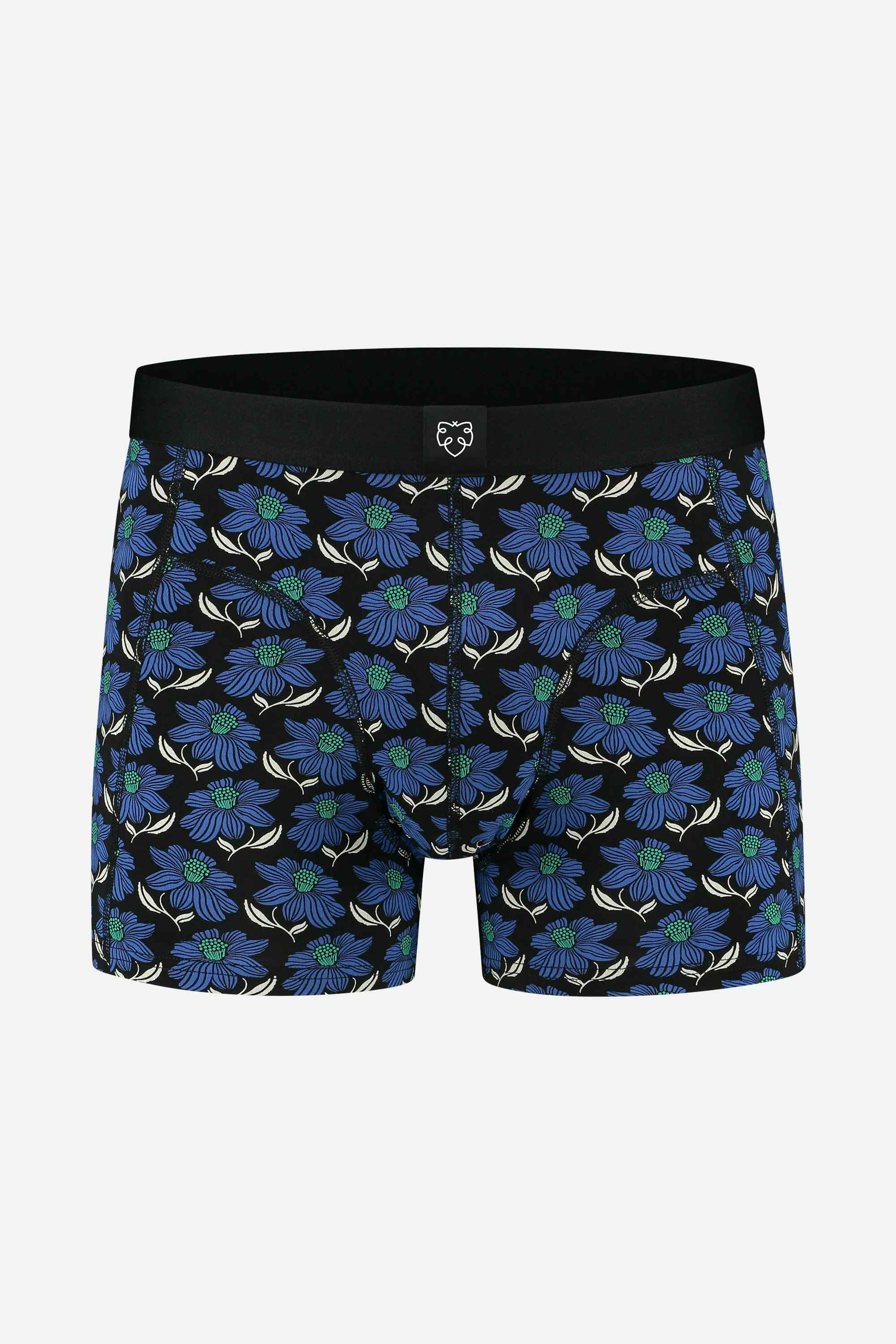 A-dam black boxer briefs with flowers print from pure organic cotton