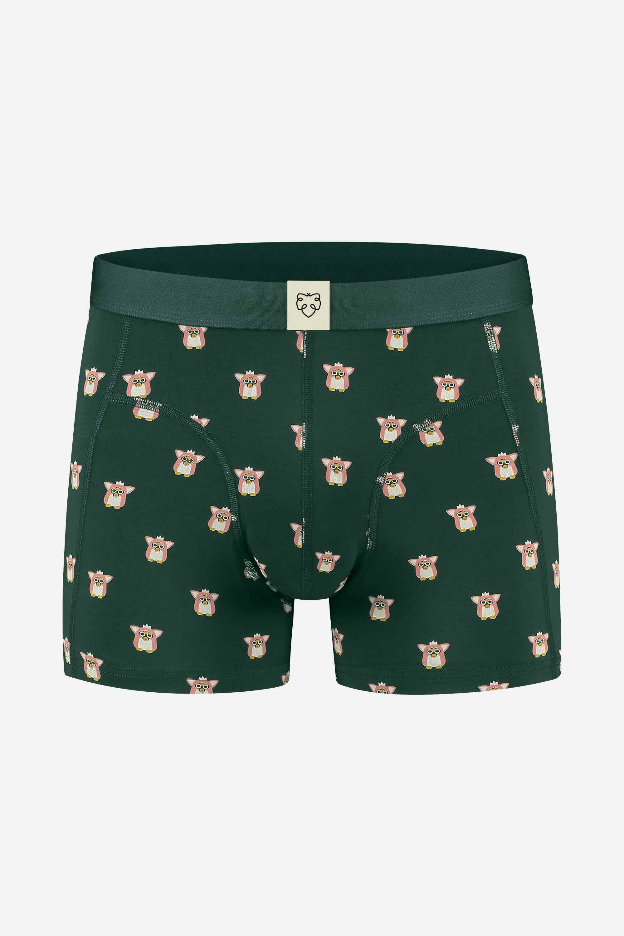 A-dam green boxer brief with furry toys from GOTS pure organic