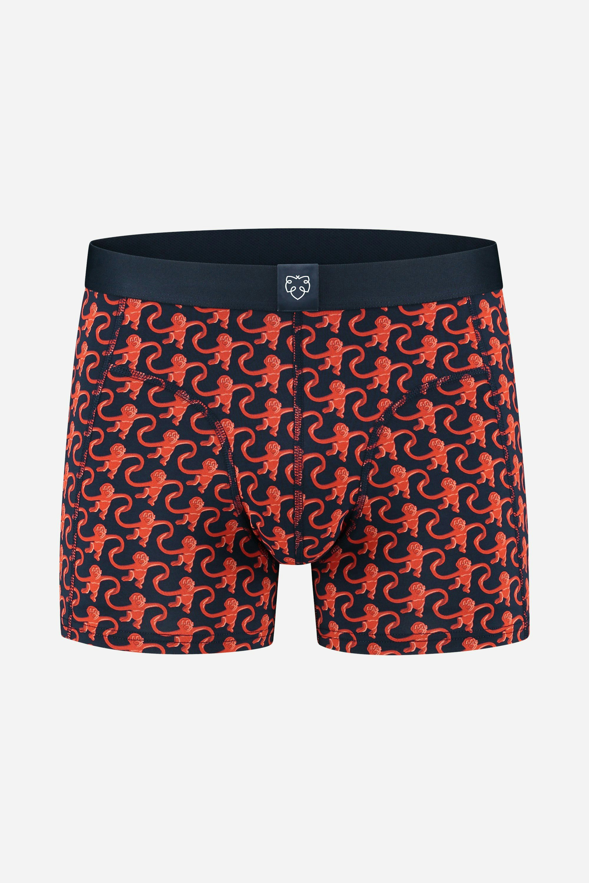 A-dam blue boxer briefs with monkeys print from pure organic
