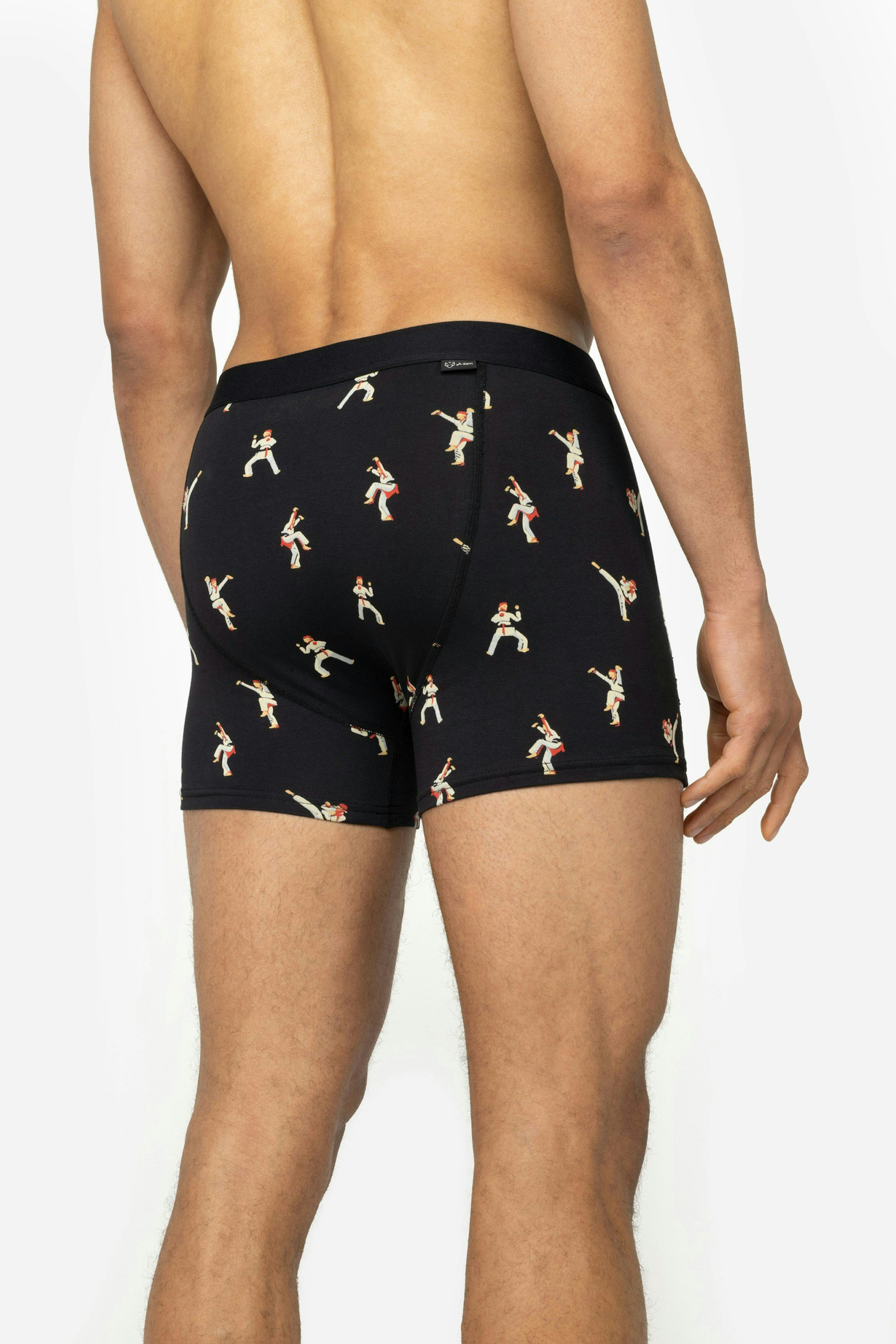 A-dam black boxer briefs with Karate print from GOTS organic cotton