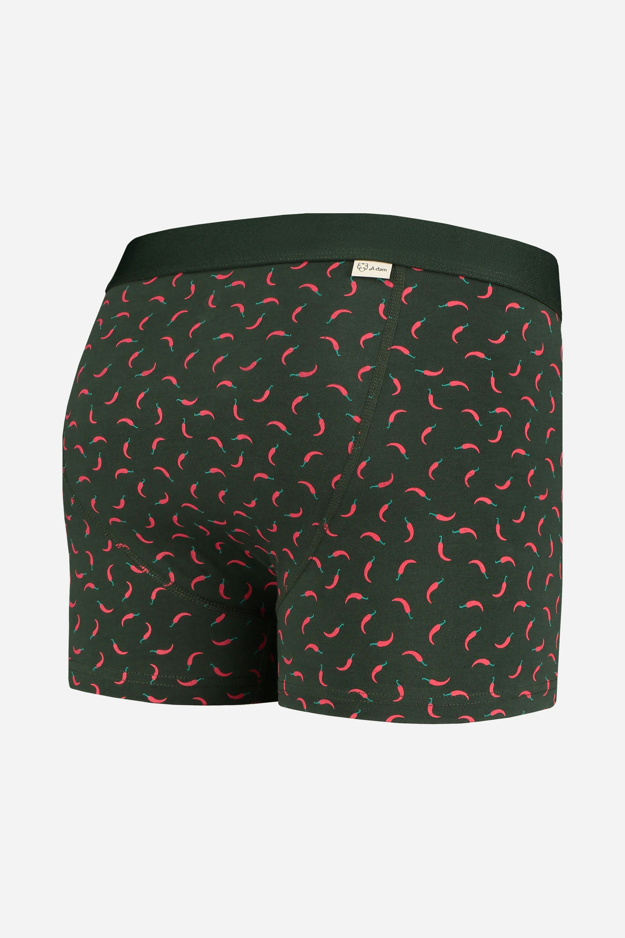 A-dam green boxer briefs with chilli peppers from GOTS organic cotton
