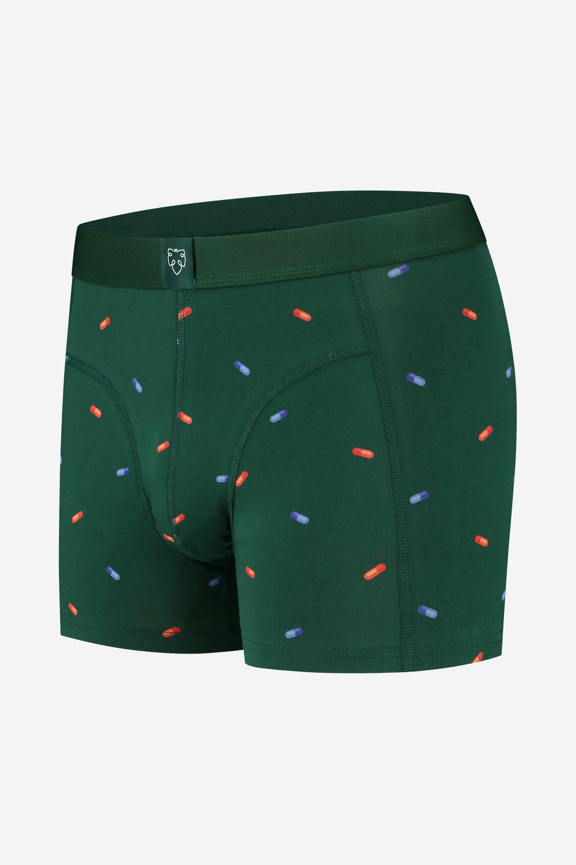 A-dam green boxer brief with blue prints from GOTS organic cotton | A-dam