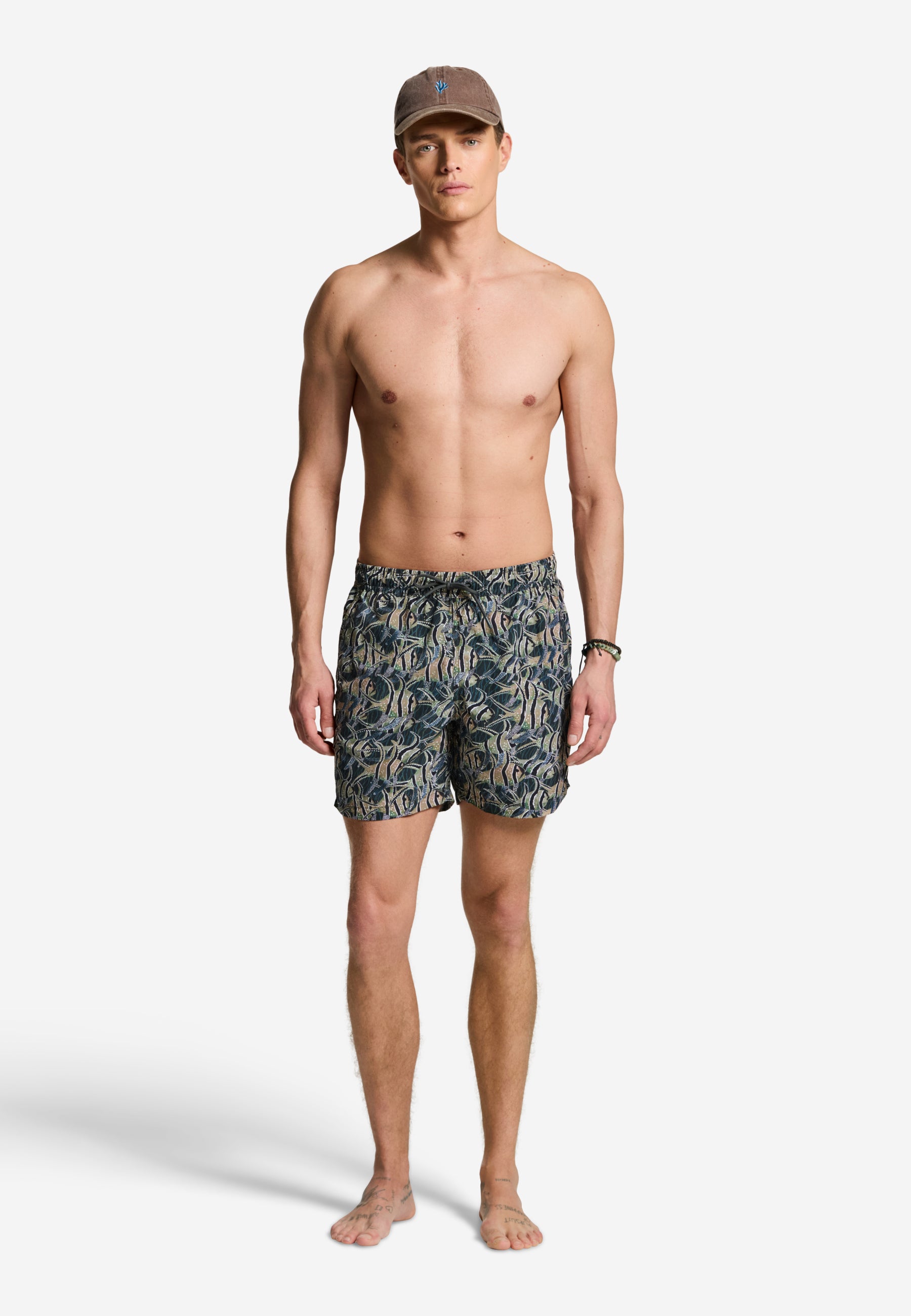 A-Dam x TSB - Nate Quick Dry Swim Shorts angle fish | beige