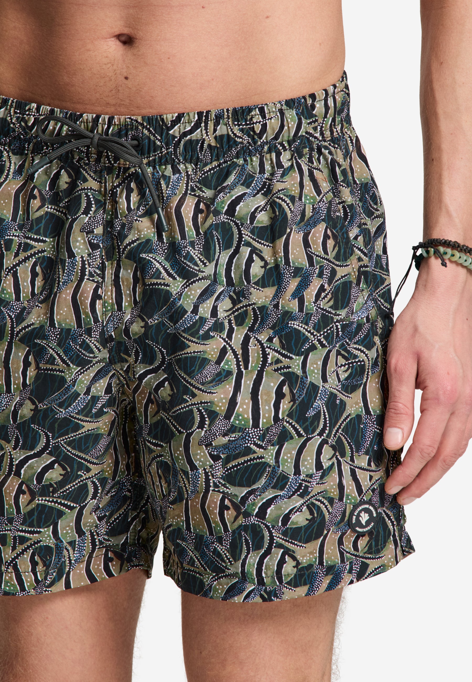 A-Dam x TSB - Nate Quick Dry Swim Shorts angle fish | beige