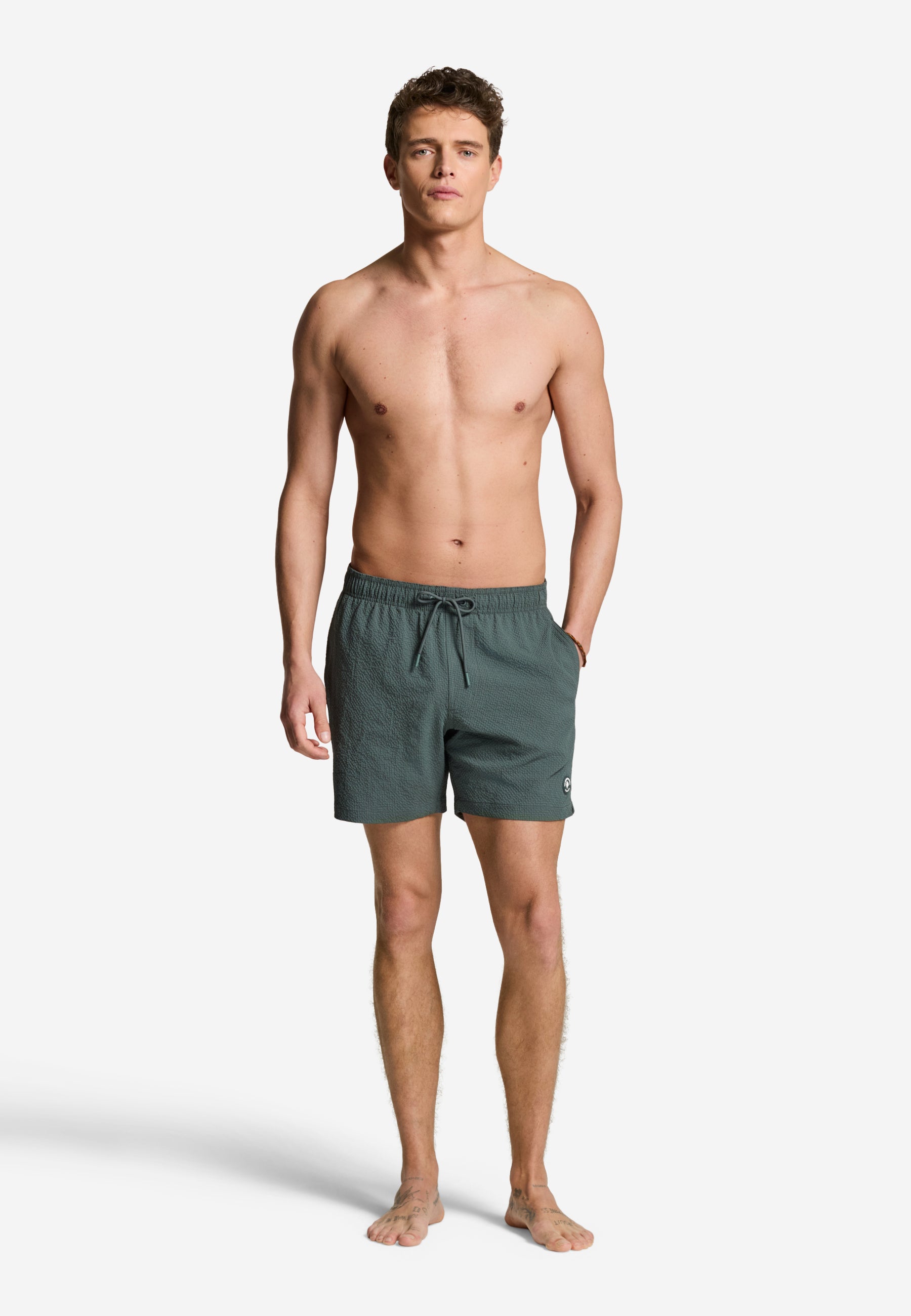 A-Dam x TSB - Pete swim shorts seersucker | green smokey
