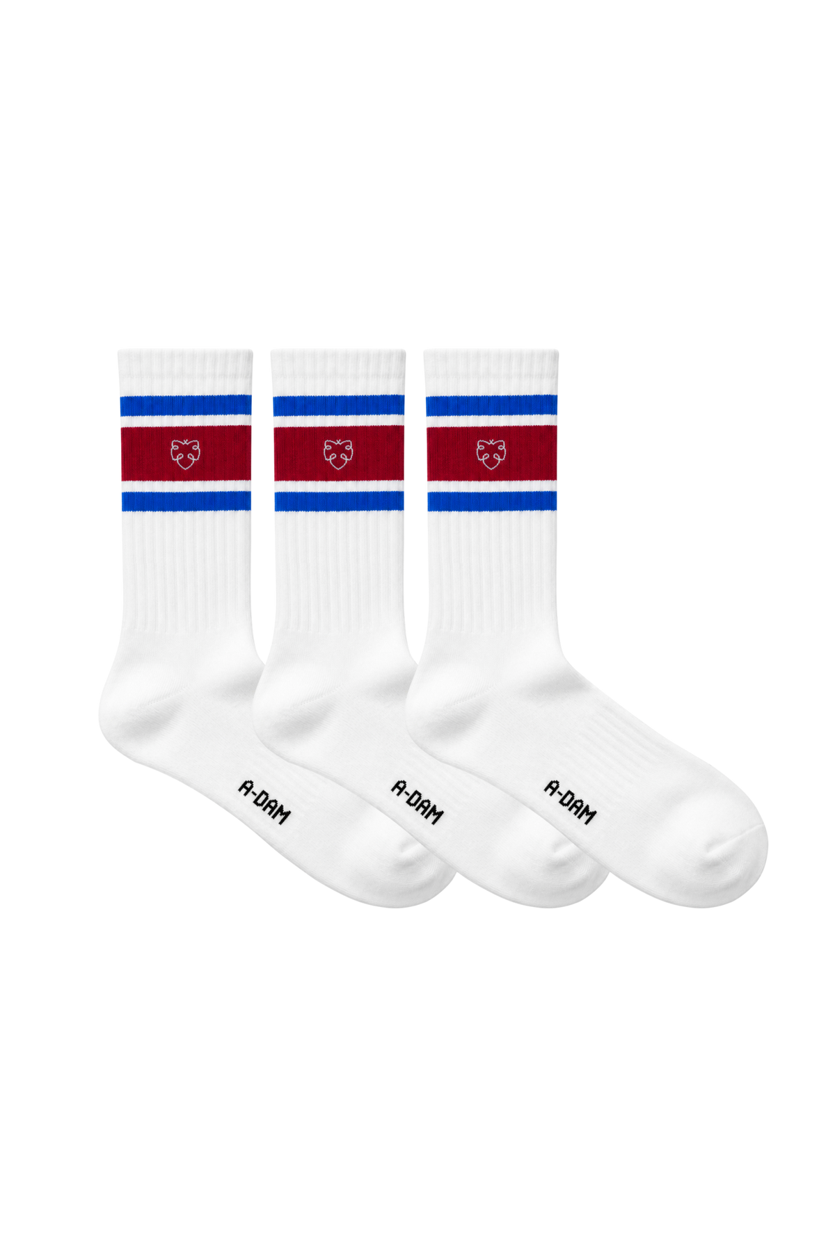 CHAMP Crew Socks Lot de 3 White & Bright Red Stripes