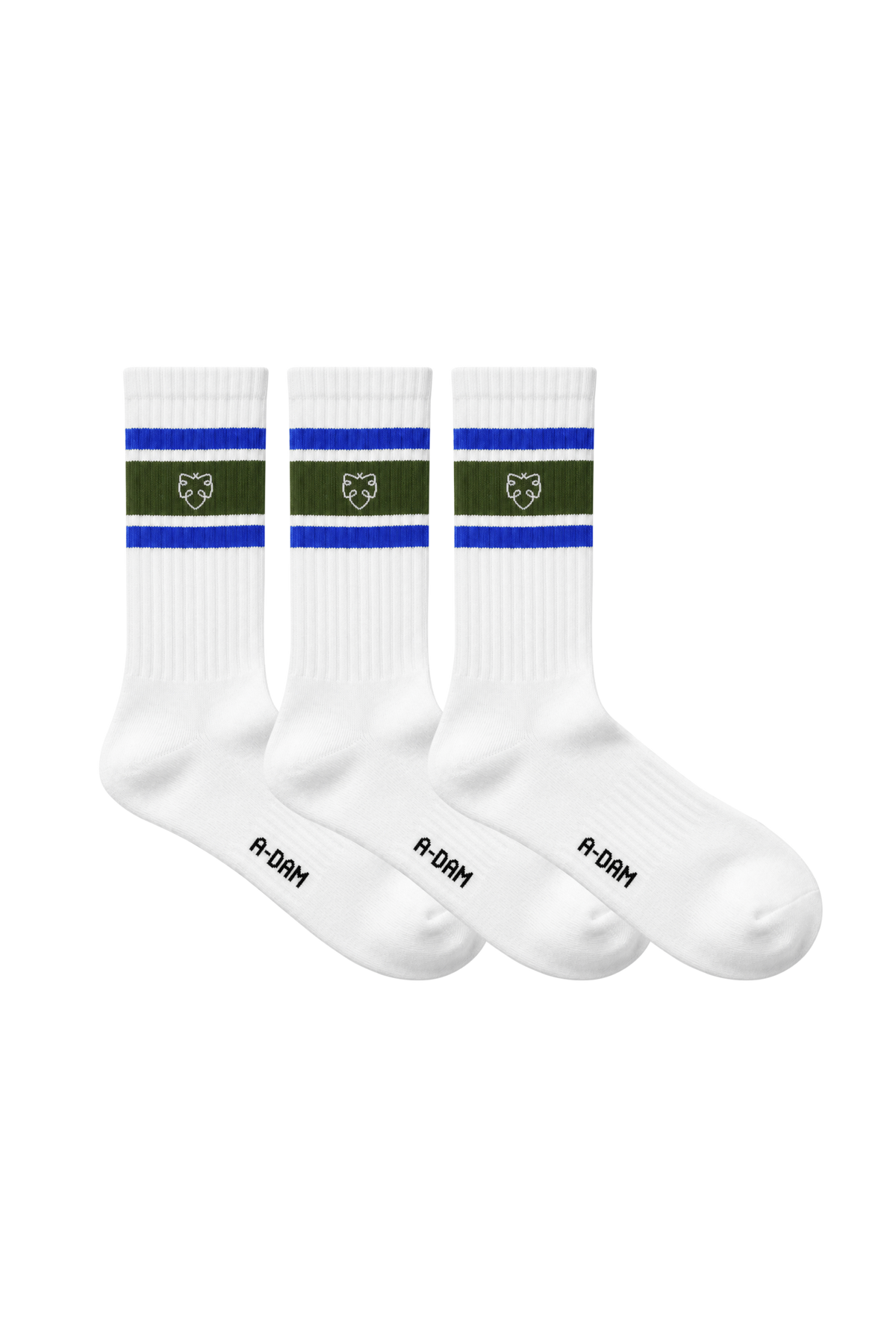 CHAMP Crew Socks Lot de 3 White & Green Stripes