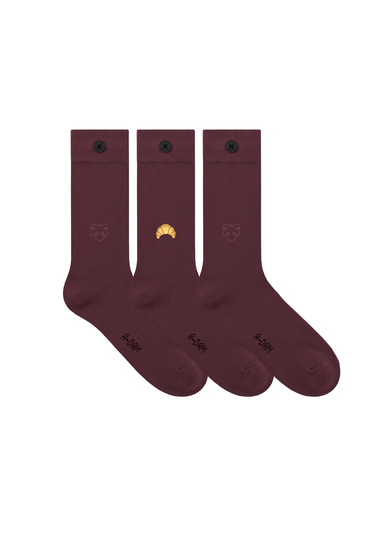ICON Casual socks 3P Burgundy Percolator 2x A-dam logo