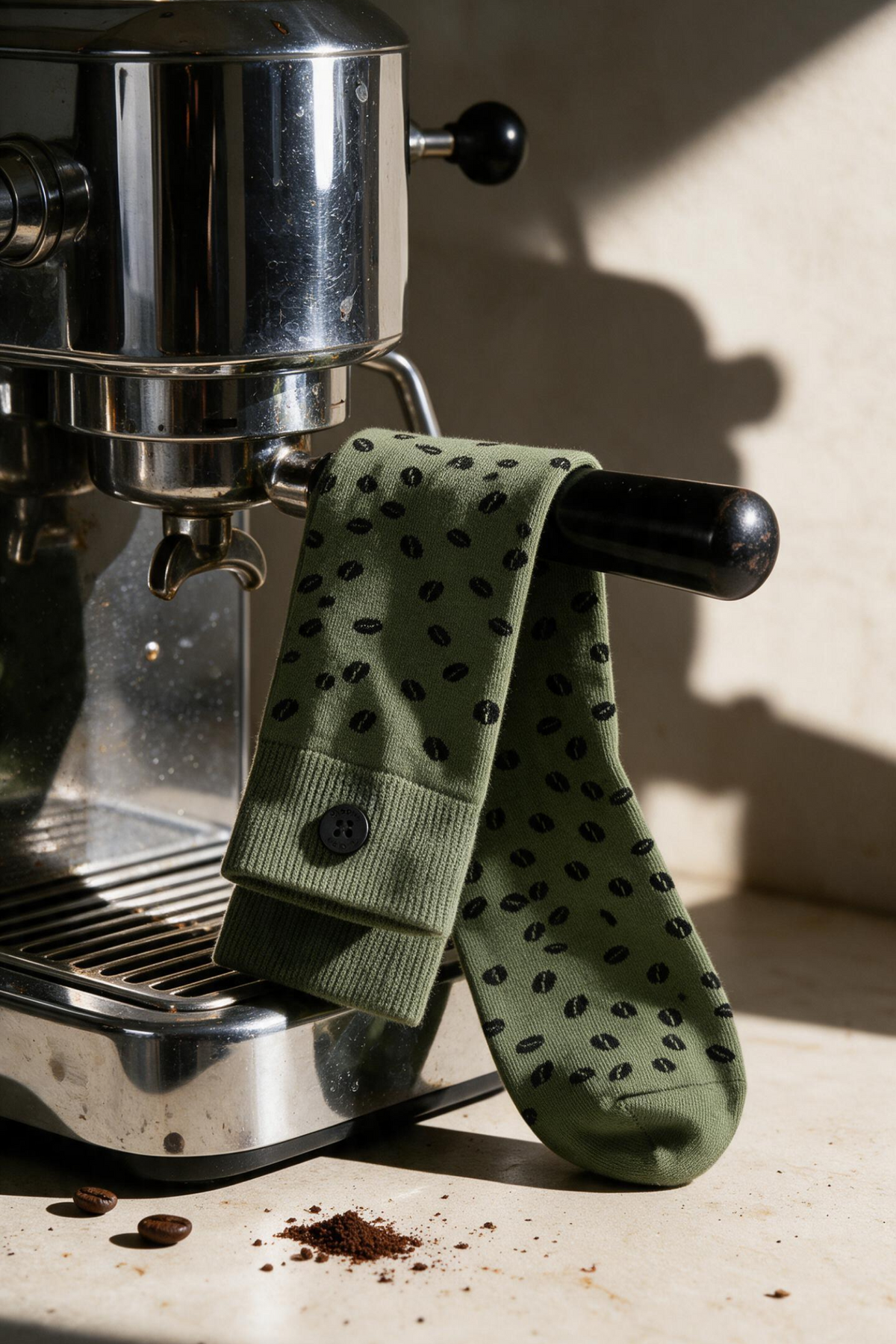 ICON Socks Green Coffee Falling Beans