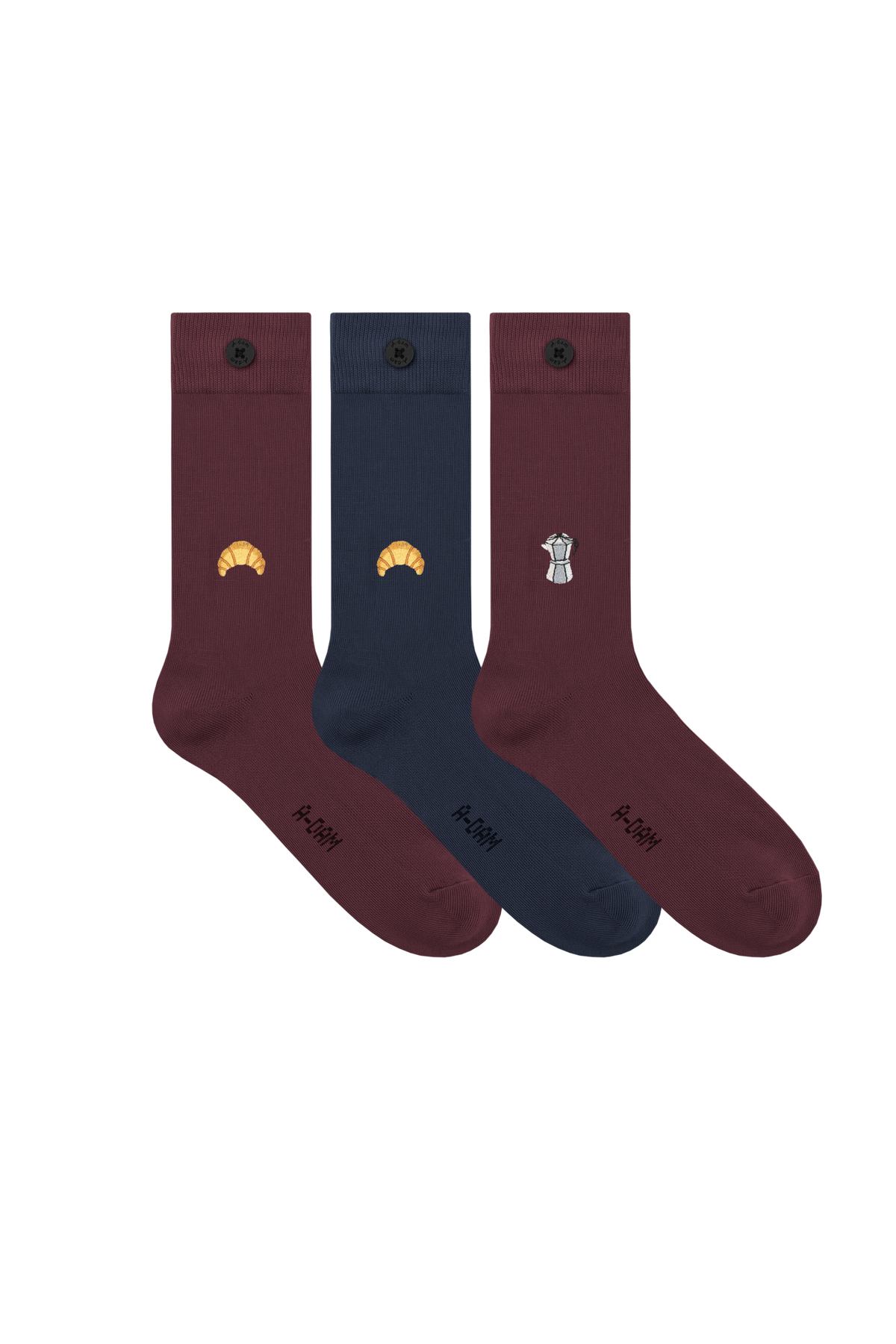ICON Socks 3P Breakfast duo Burgundy Percolator