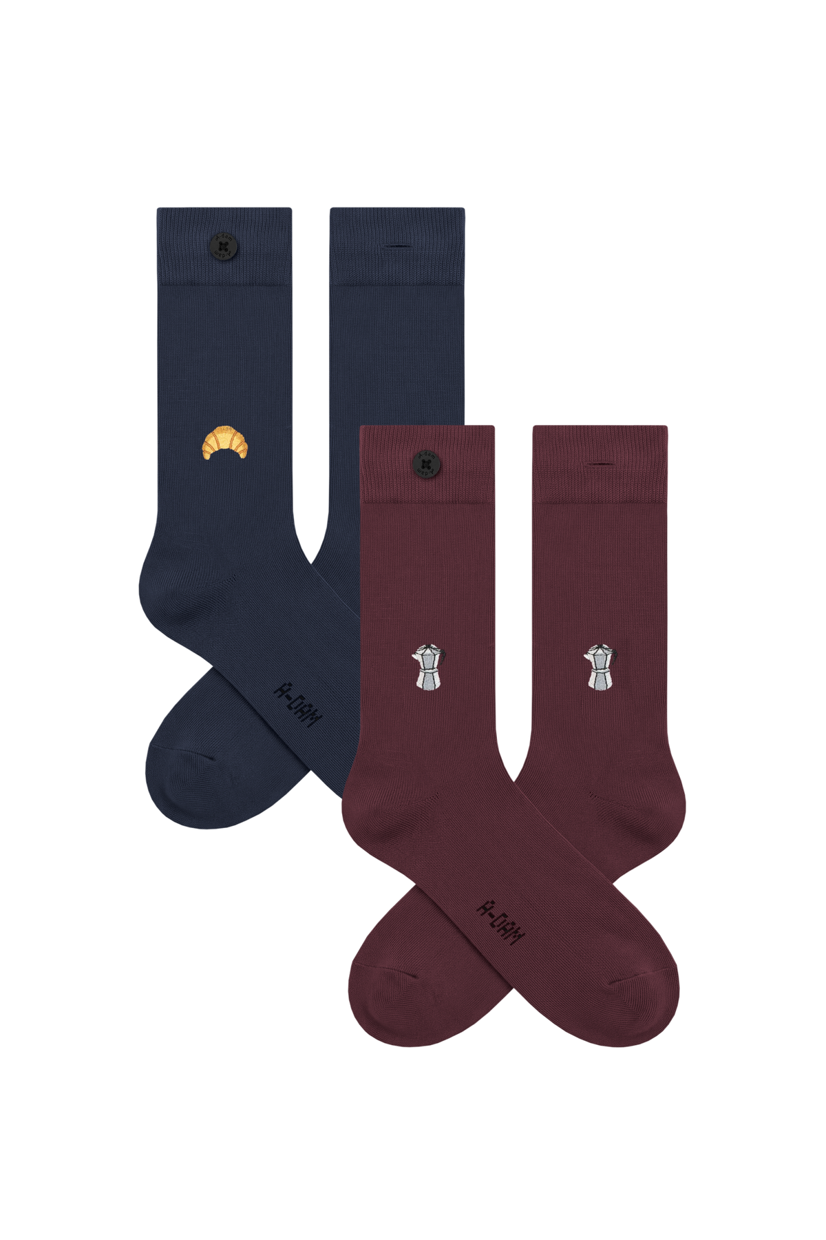 ICON Casual Socks 2P Navy Croissant Burgundy Percolator