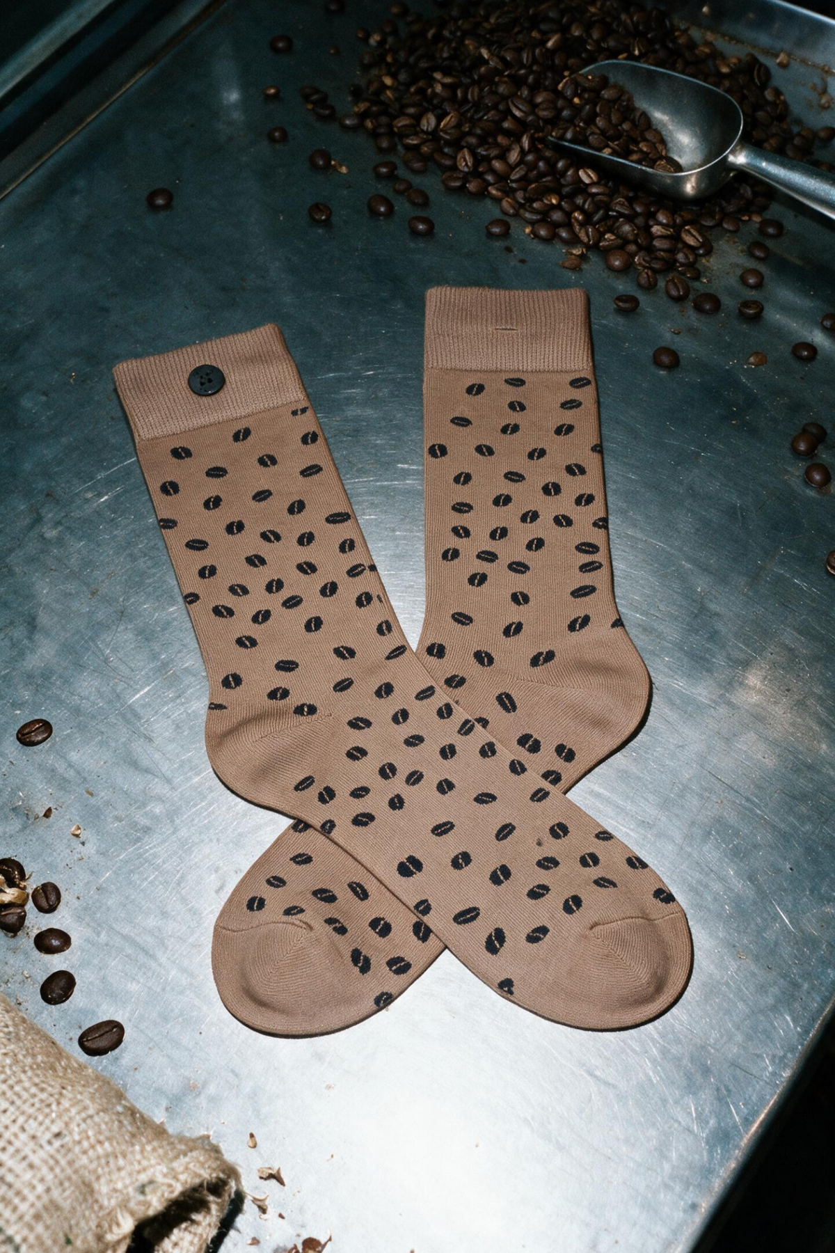 ICON Casual socks 2P Brown Falling Beans Green Coffee cup