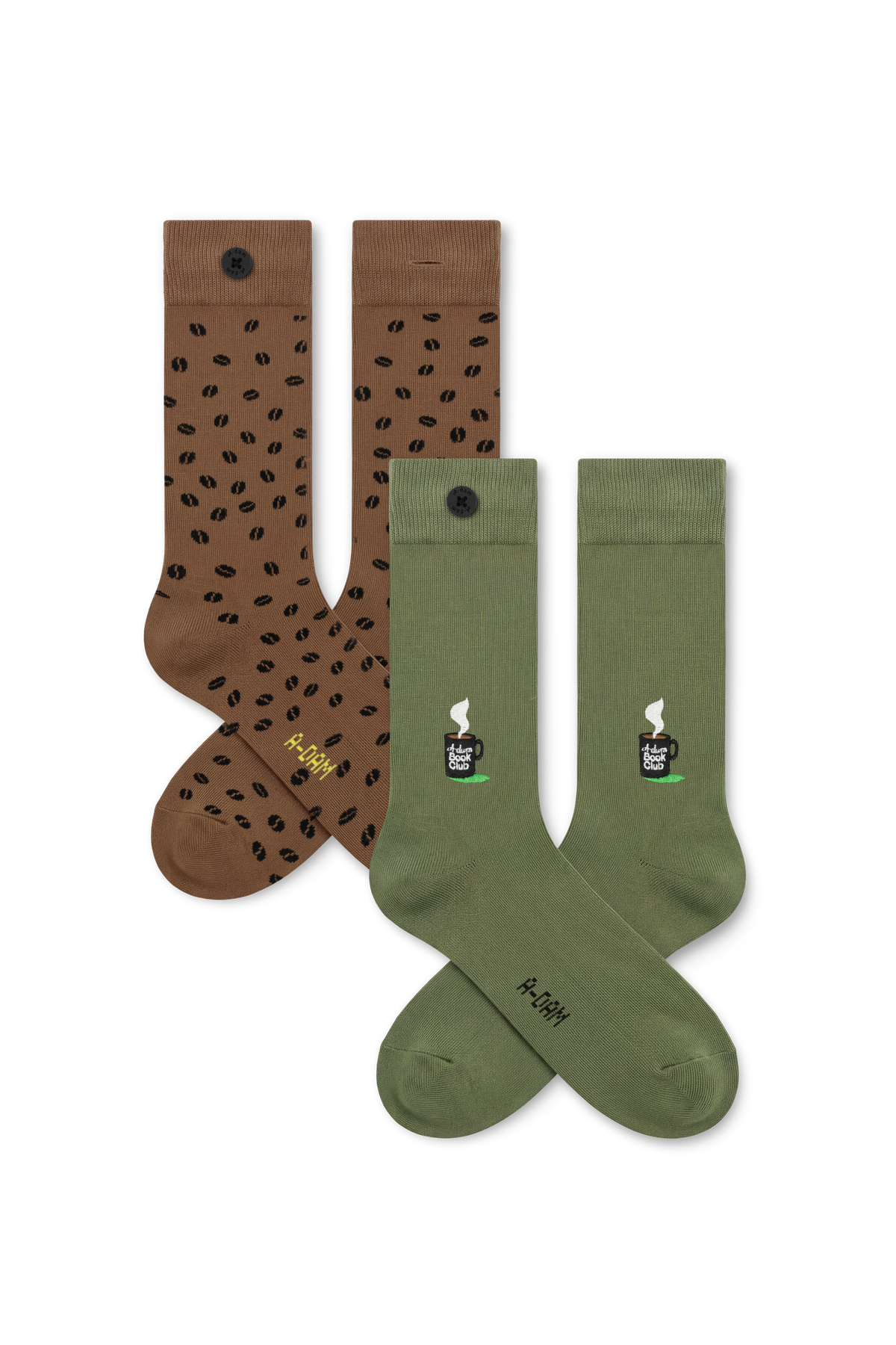 ICON Casual socks 2P Brown Falling Beans Green Coffee cup